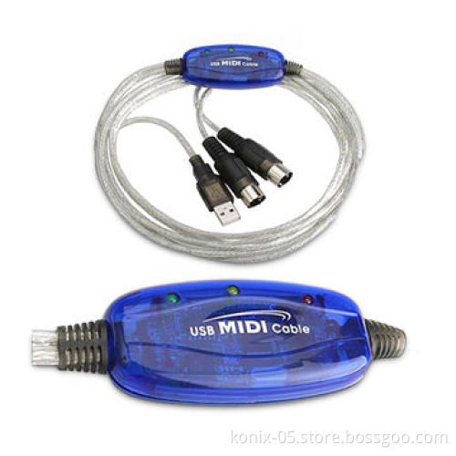 USB MIDI Audio Cable Interface with Built-in Driver, Extremely Compact, and 2.0m Length